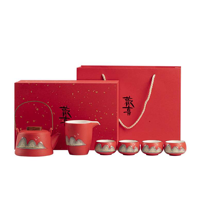 故宫仙鹤文创茶具一壶四杯礼盒定 制乔迁礼父亲生日礼物结婚伴手