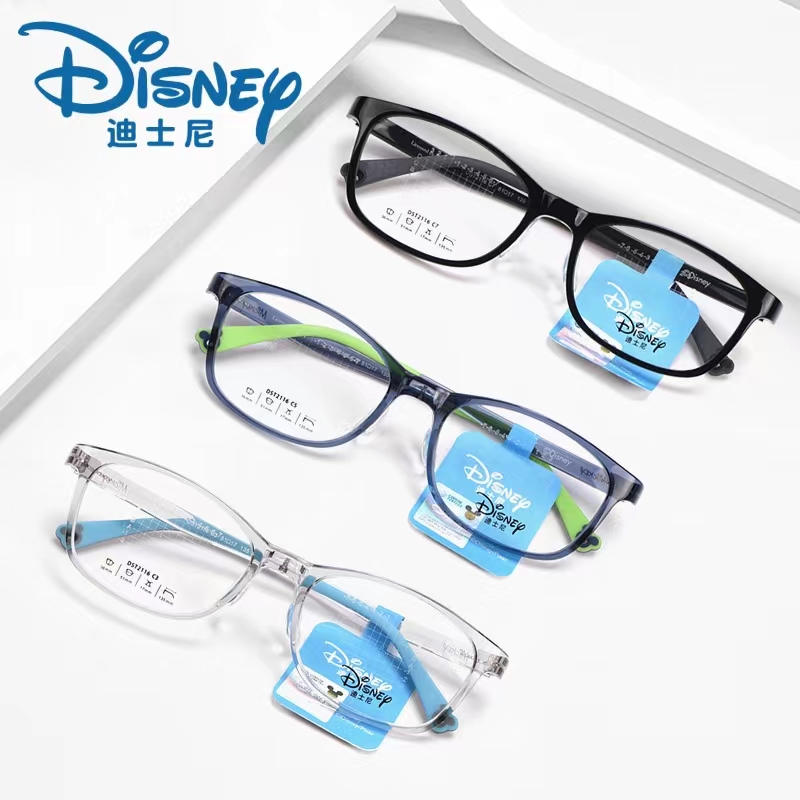 迪士尼儿童近视眼镜框超轻2116长方形配防蓝光片远视散光10-13岁