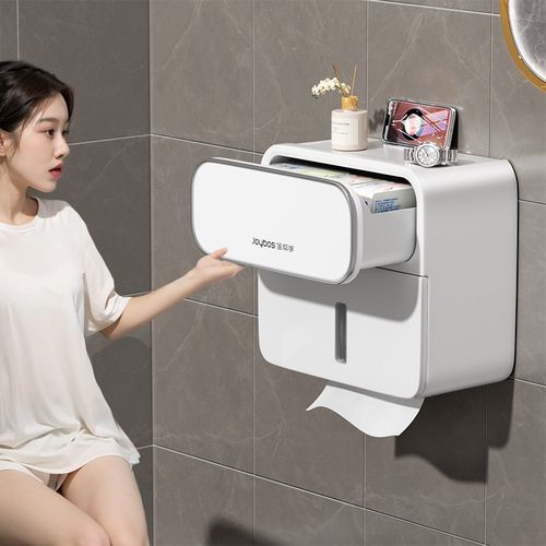 厕所纸巾盒卫生间厕纸盒防水壁挂式免打孔抽纸纸巾架卫生纸置物架