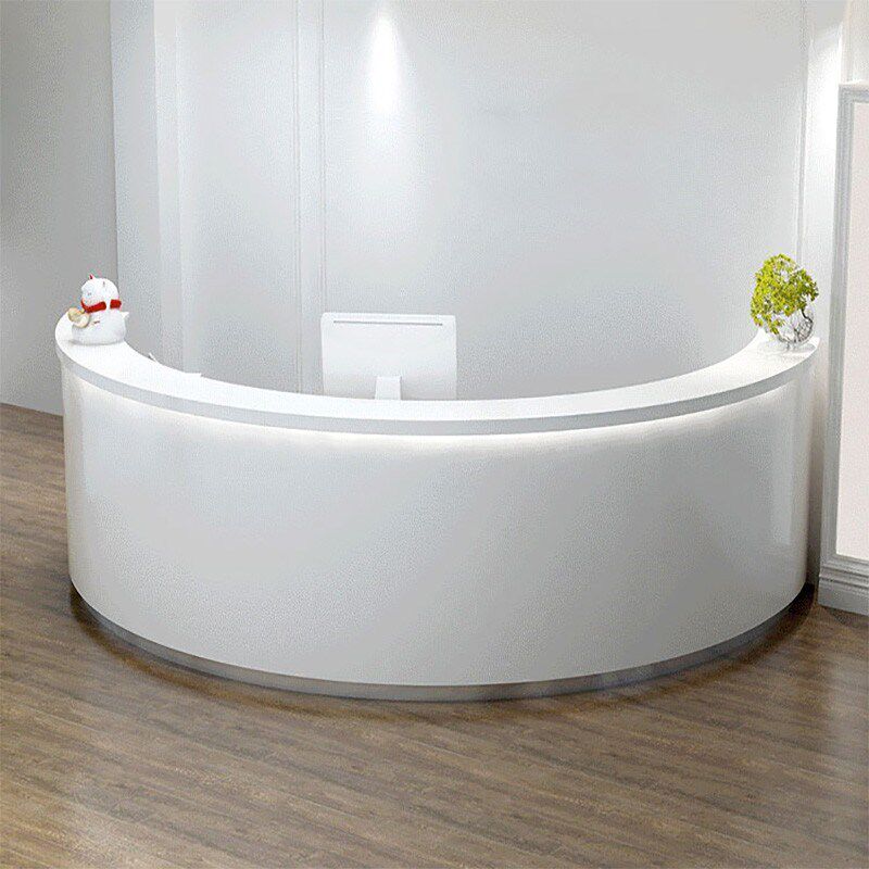 弧形接待台圆弧型接待桌吧台大气半圆形前台酒吧饭店柜台转角定制