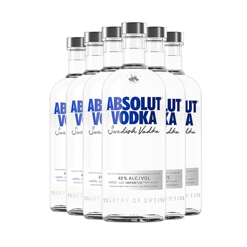 ABSOLUT VODKA 瑞典绝对伏特加酒经典原味1000ML六瓶进口洋酒基酒