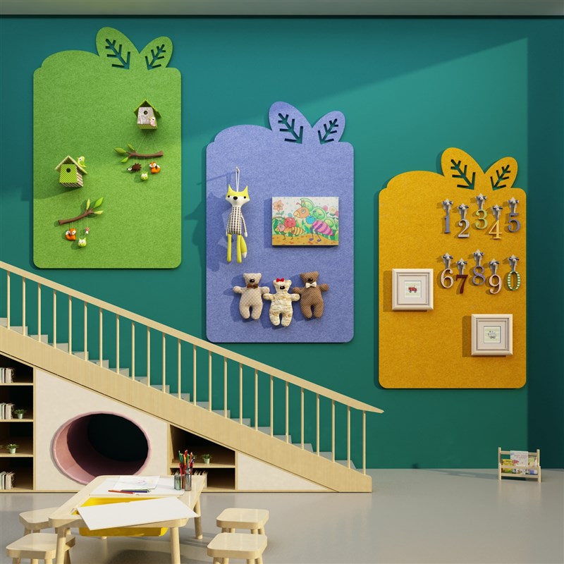 幼儿园环创主题墙成品布置毛毡板大厅楼梯背景形象墙环境材料装饰