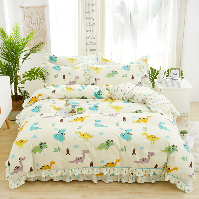 全棉田园小清新羽毛被套床单1.8m2.0米双人床上用品四件套女4