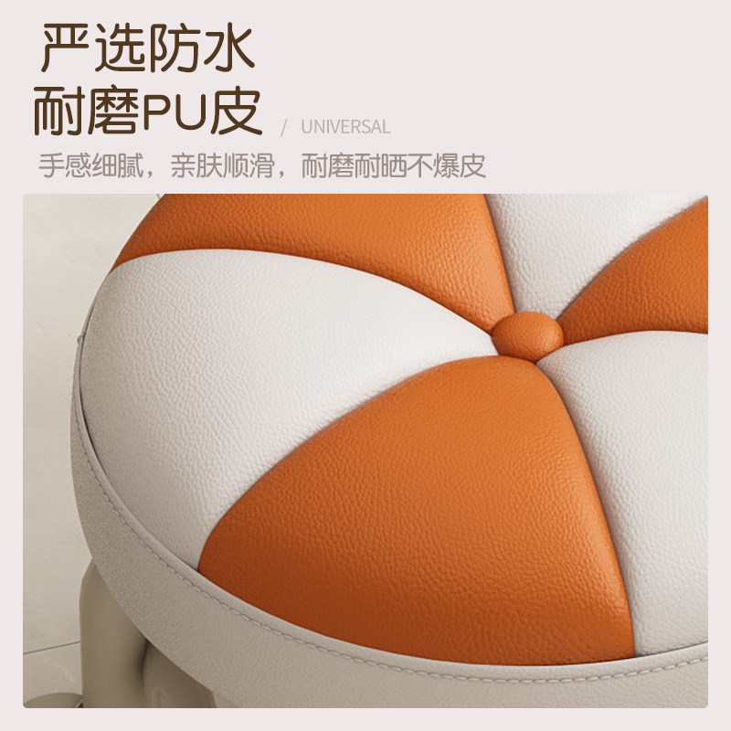 万向轮小凳子带滑轮矮凳家用换鞋凳儿童靠背椅子客厅圆凳软包板凳