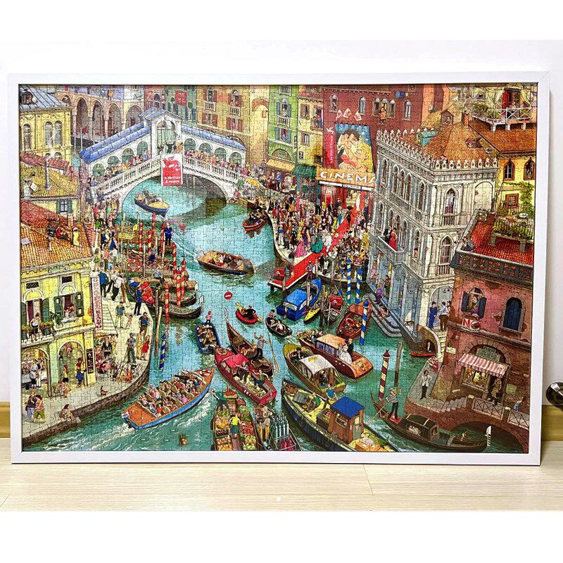 2000片拥挤的运河拼图框拼图裱框9769金属相框裱框实定制木相框