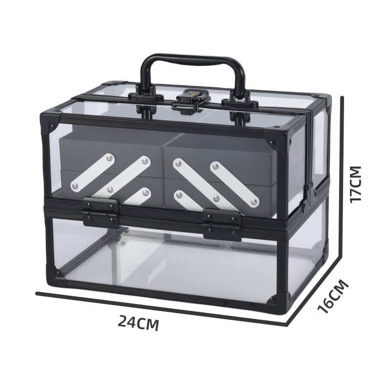 护肤品大容量双开四层便携手提化妆箱新多色亚克力材质化妆箱收纳