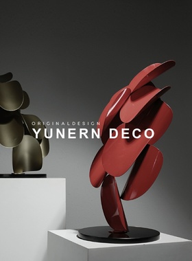 样板间售楼处抽象金属艺术几何摆件办公室家居客厅玄关工艺品摆设