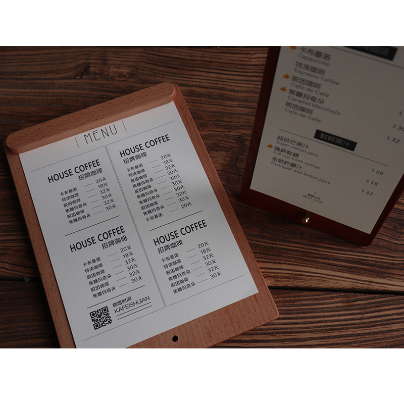 实木展示牌西餐厅咖啡菜单夹台签桌面立牌点餐牌标价牌展示架支架