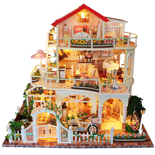 diy小屋阁楼拼装手工制作房子模型建筑别墅天长地久七夕节礼物女