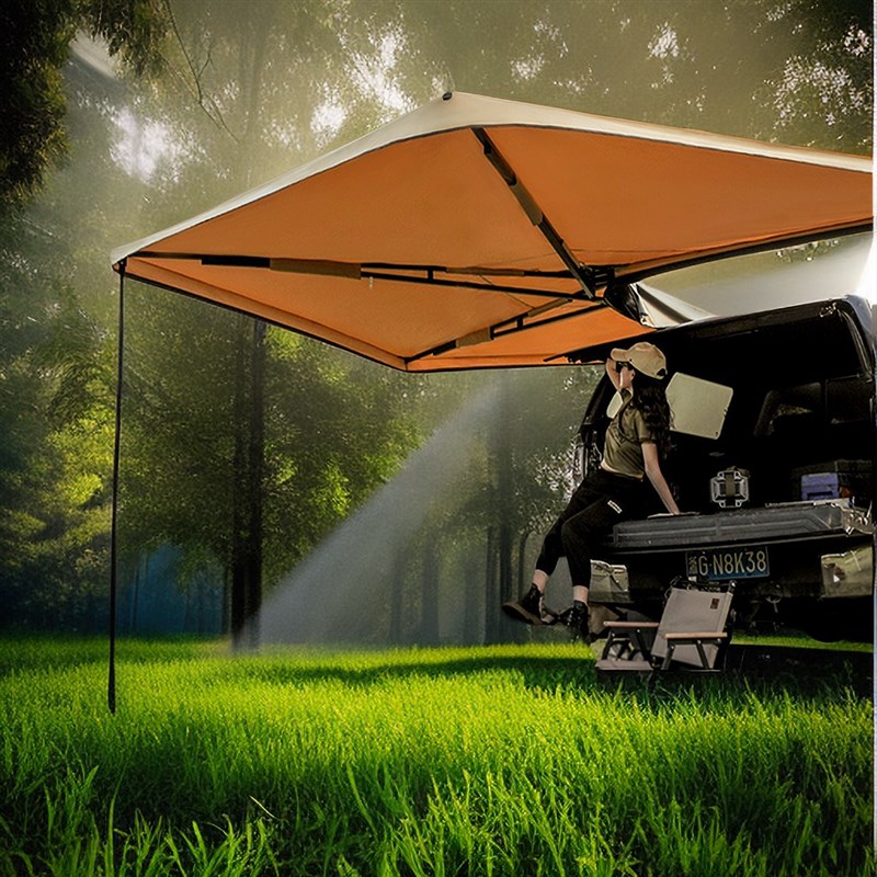 270度车边帐篷扇形天幕户外露营车载边遮阳棚汽车顶侧边帐硬铝壳