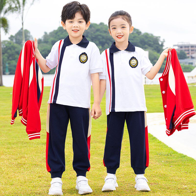 英伦学院风红色校服套装小学生秋冬新款班服四件套U幼儿园服棒球
