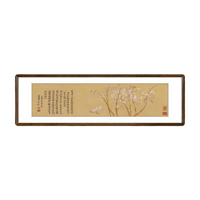 国画中式客厅兰花装饰画办公室有框字画书房卧室挂画恽寿平九兰图