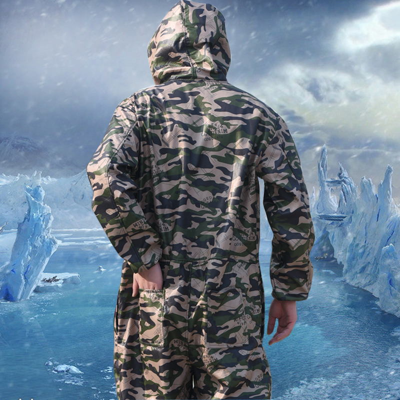 加绒连体工作服秋冬季男套装一体带帽机修全身防护劳保连体防尘服