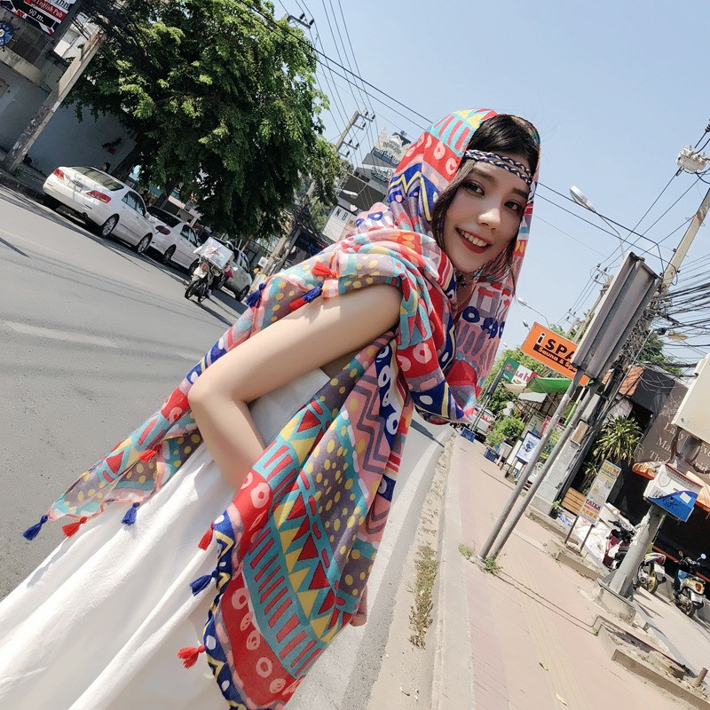 沙滩巾海边两用防晒女超大披肩百搭新款海滩夏天围巾Y丝巾旅游拍