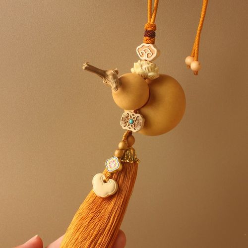 天然真葫芦挂件大门对门客厅卧室玄关金色流苏招财福字平安挂饰