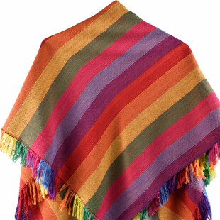 云南丽江摩梭手工纯棉方巾民族风旅游空调披肩围巾两用多色可选