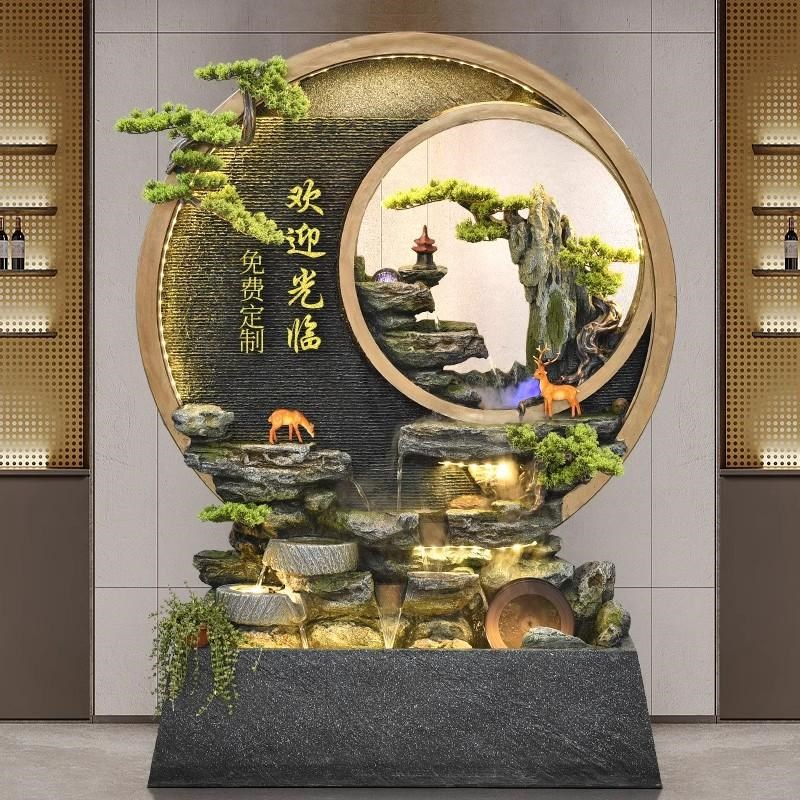 落地水幕墙流水墙入户玄关屏风隔断酒店景观开业招财摆件乔迁鱼池
