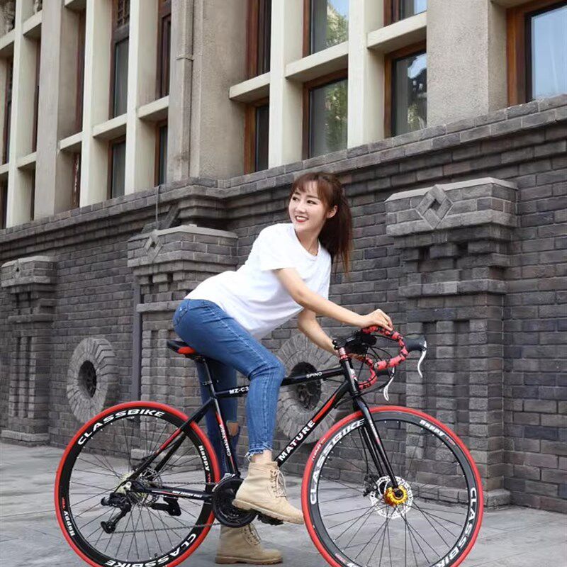 公路自行车赛车超轻成人男式直把单车超快城市弯把女变速700c男款