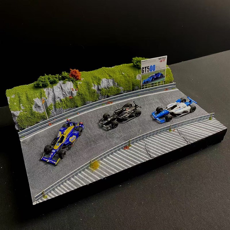 微缩模型公路赛道场景地台1:64比例弯道方程车模拍照展示定制沙盘