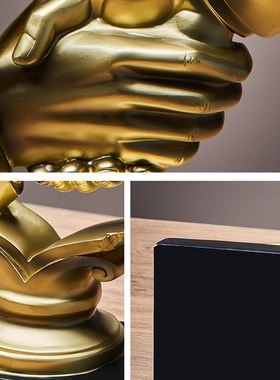 合作共赢握手摆件桌面诚信办公室装饰品公司商务送礼乔迁开业礼品