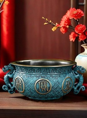 全铜聚宝盆招财缸摆件客厅米缸家居客厅铜缸铜工艺品乔迁开业礼品