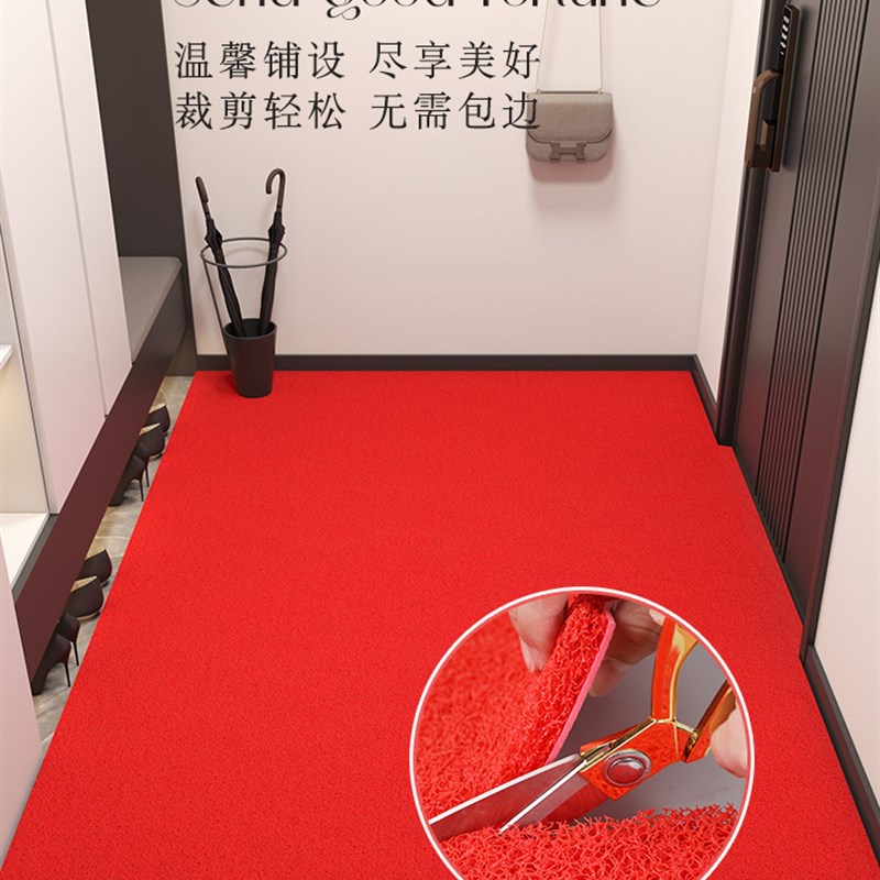 店铺门口地垫门垫进门商用酒店商铺红色迎宾丝圈脚垫走廊全铺地毯