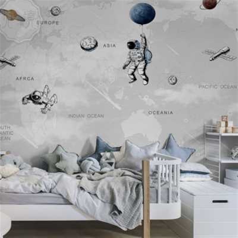 墙纸儿童房男孩墙布壁纸卧室太空星E空壁布背景墙定制壁画墙面装