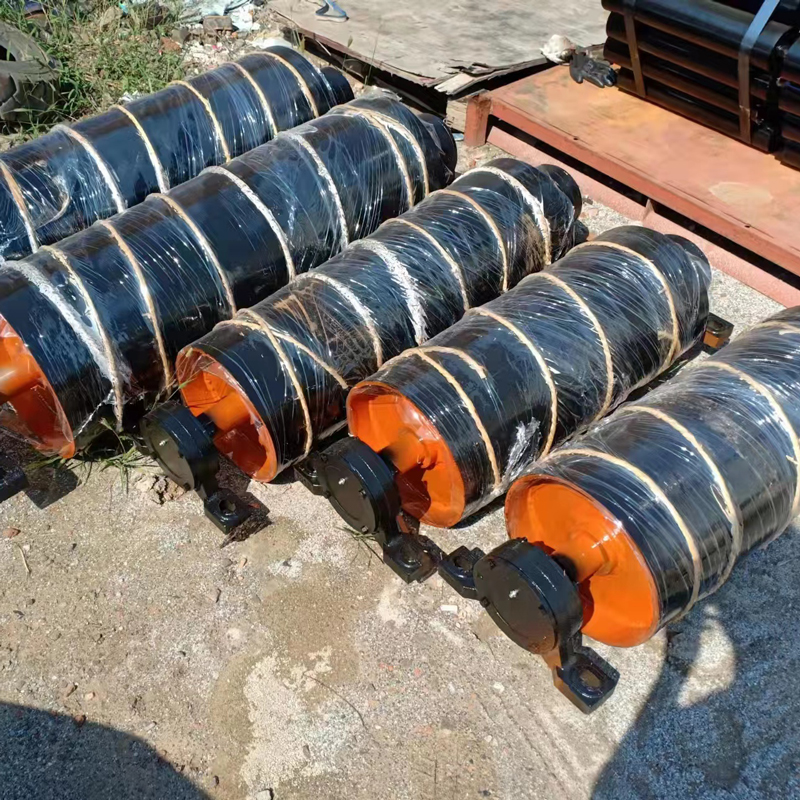 输送机包胶主动被动滚筒皮带机头轮尾轮H无动力托辊支架配件可定