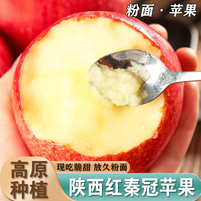 正宗陕西秦冠苹果新鲜粉面苹果沙甜可刮泥吃苹果老人宝宝可选顺丰