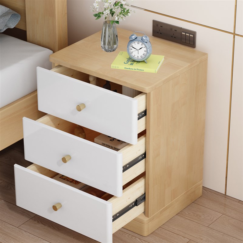全实木床头柜床边柜子35cm长350深滑轮可移动卧室落地