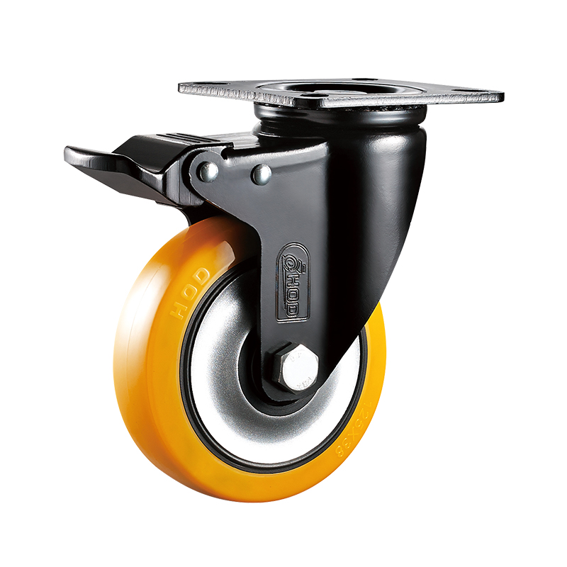 厚德万向轮重型带刹车3寸4寸5寸小推车轮子定向轮聚氨酯工业脚轮