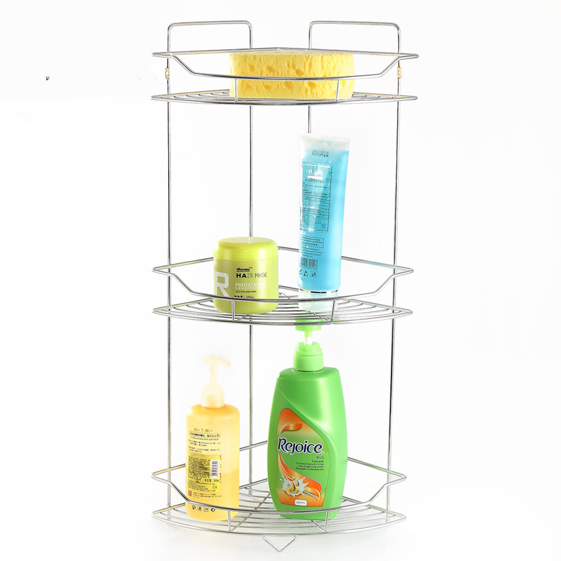 卫生间不锈钢2/3层置物架壁挂落地浴室厨房调味料三角收纳转角架