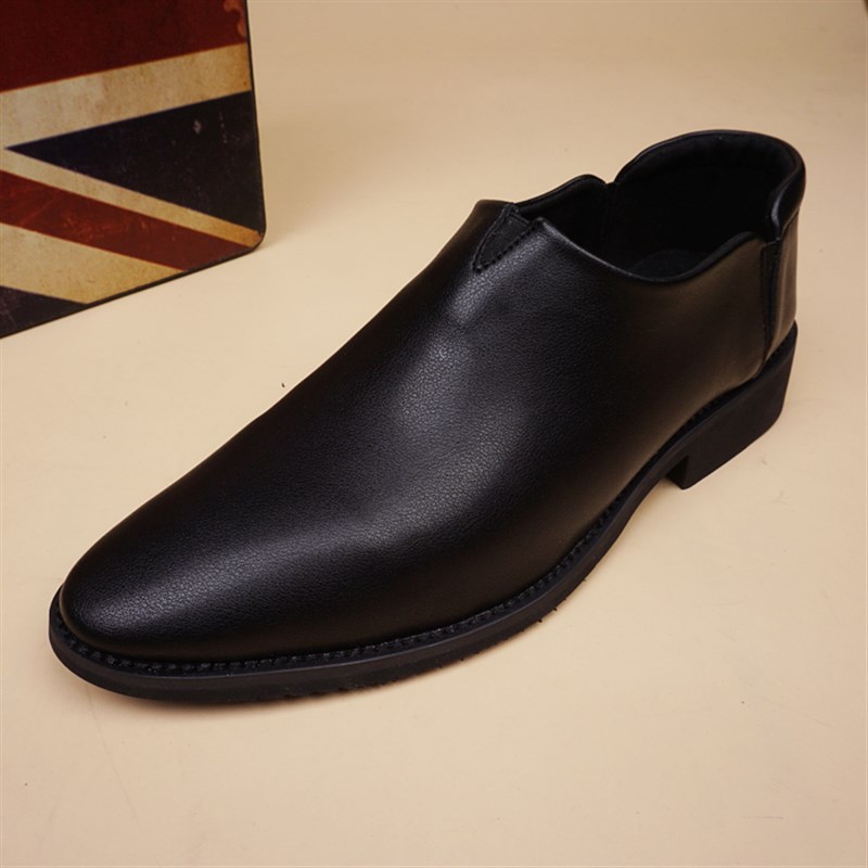 夏季 韩版尖头皮鞋男 潮流英男伦套脚休闲男鞋软皮镂空透气增高鞋