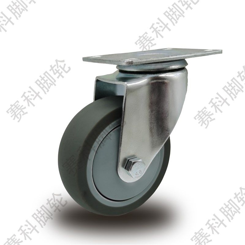 万向轮3寸4寸5寸软橡胶i静音脚轮推车I轮万向轮带煞车定向轮子轱