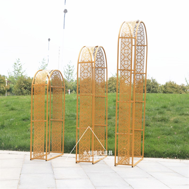 2021新款婚庆道具路引铁艺雕刻阳光膜装饰婚礼布置众星拱月摆件