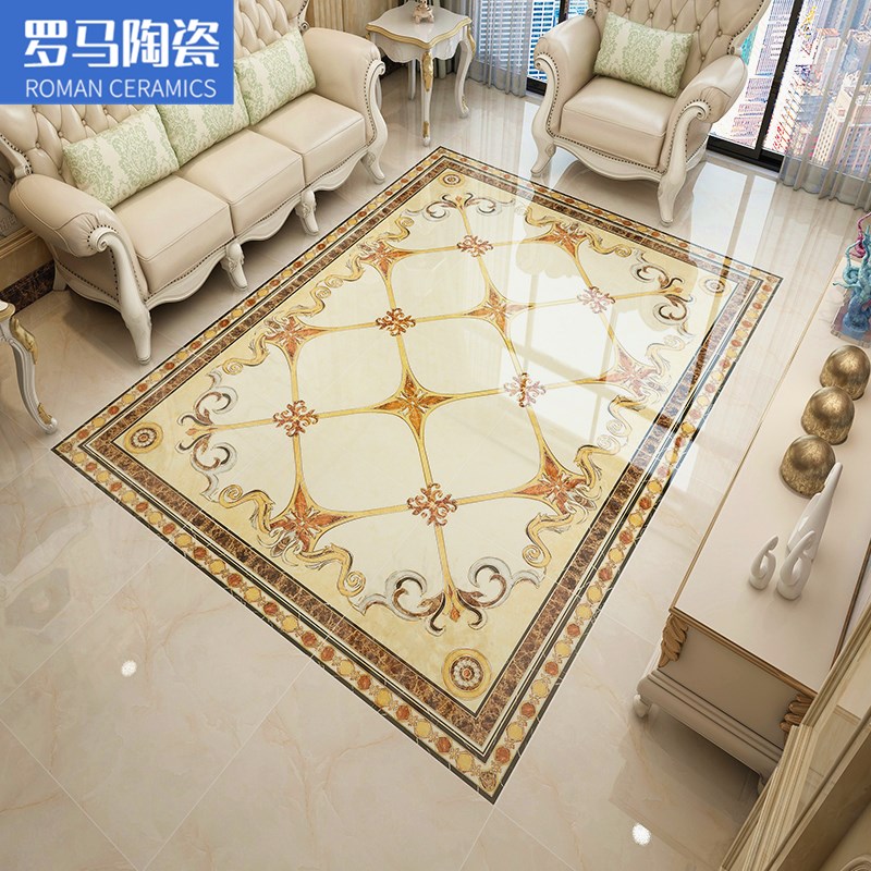客厅拼花瓷砖800x800 欧式餐厅抛晶砖过道拼图砖入户玄关拼花地砖