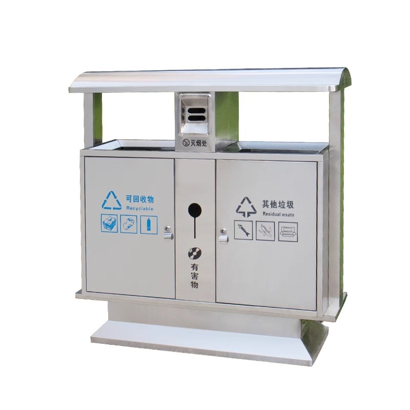 户外垃圾桶双桶果皮箱商用分类不锈钢室外大号垃圾箱街道景区公园