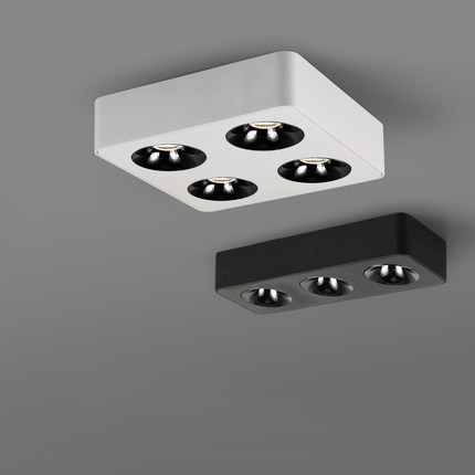 西点超薄三头明装筒射灯家用客餐厅卧室吸顶无主灯照明led斗胆灯