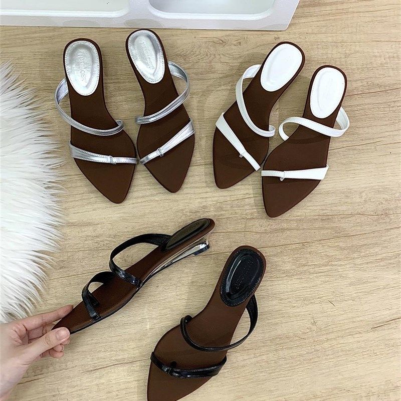 网红百搭一字带低跟拖鞋女夏季外穿2024年新款简约时尚气质凉拖鞋,女鞋,一字拖,淘宝优惠券,粉丝福利购,淘宝优惠卷