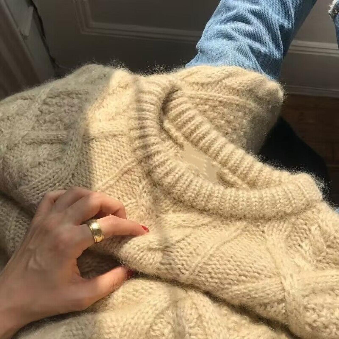 100%纯山羊绒重工九股加厚毛衣