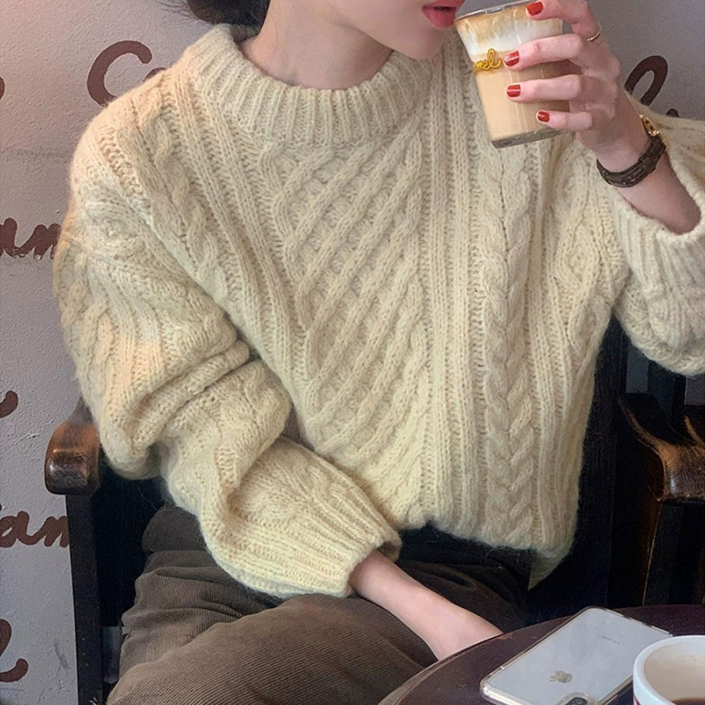 100%纯山羊绒毛衣女加厚