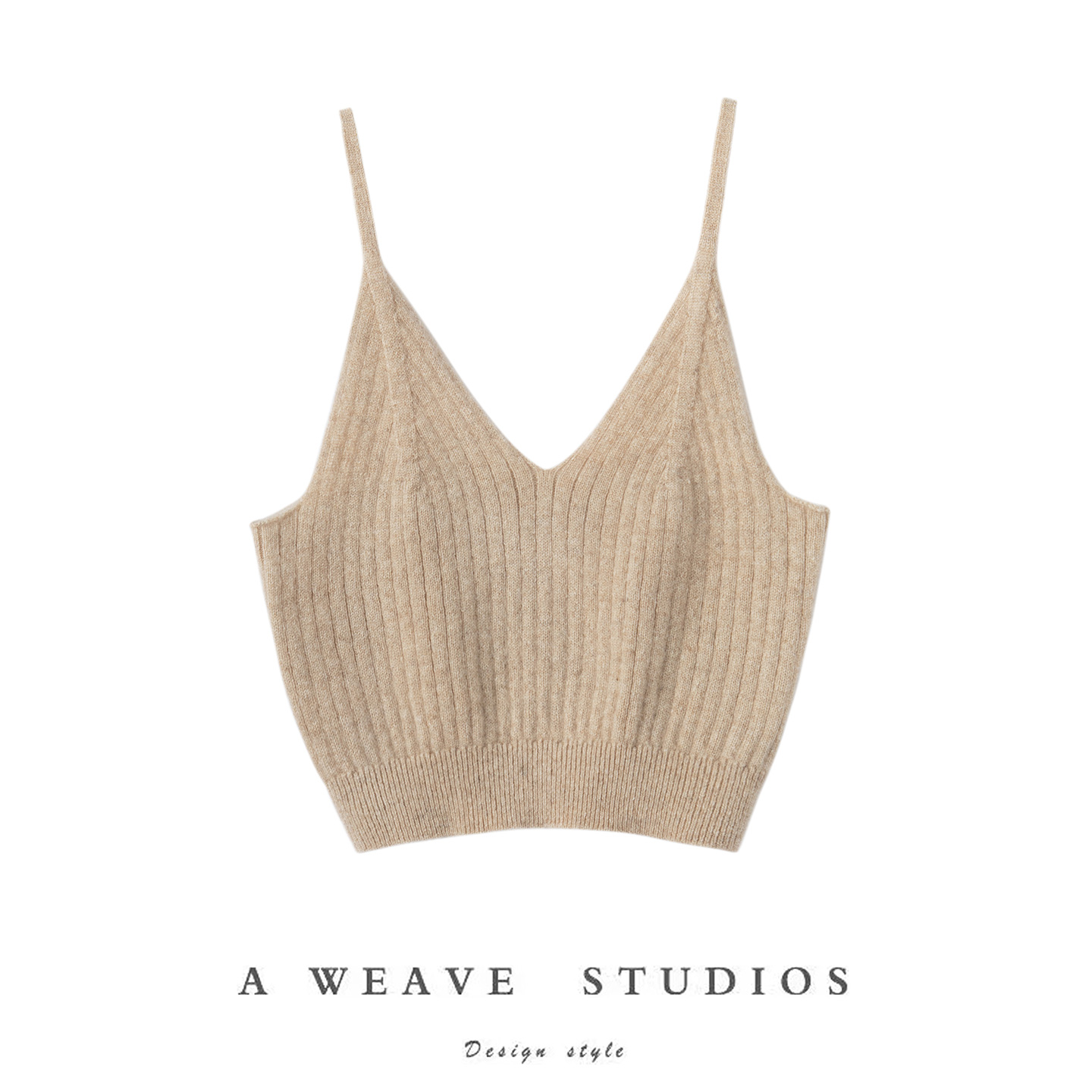 吊带背心女V领针织100%纯山羊绒