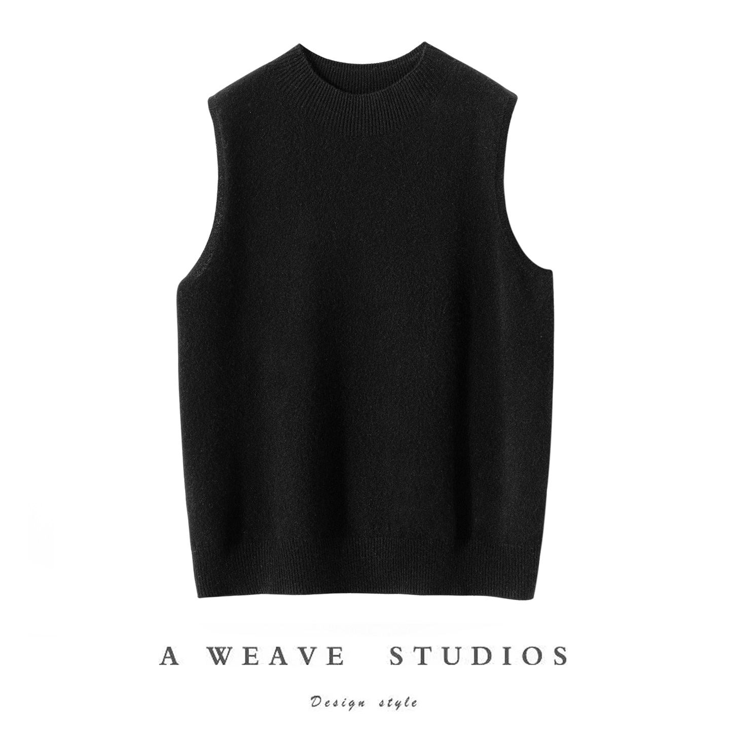 无袖简约针织马甲100%山羊绒女士