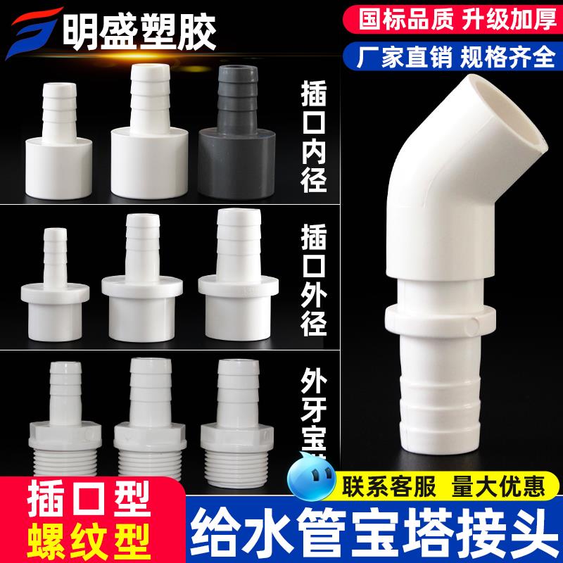PVC宝塔快接直通软管接头塑料卡箍6分1寸20转12变 14 16 8 25 32