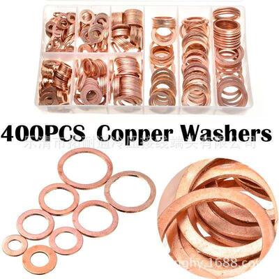 电商铜垫片盒装400pcs金属平垫圈直销O型紫铜垫片组合