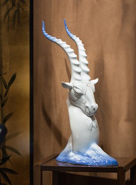 陶瓷领头羊新中式客厅玄关茶几桌面装饰办公桌禅意摆件高端工艺品