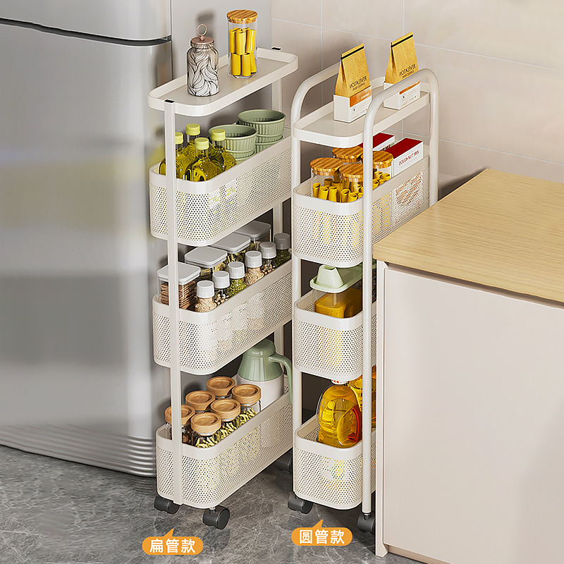 厨房夹缝置物架小推车落地多层冰箱侧面抽拉柜调料极窄缝隙收纳柜