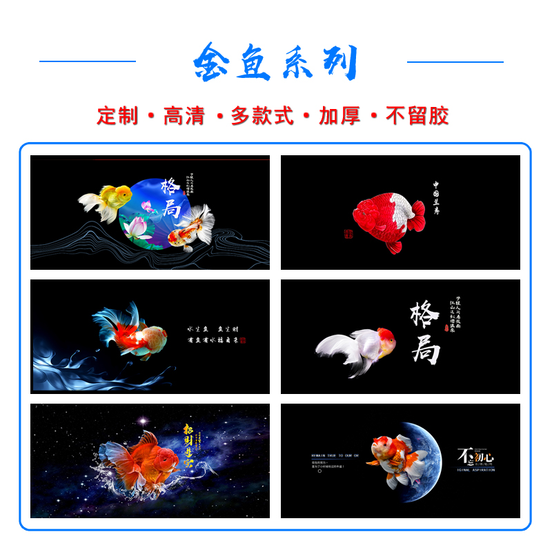 鱼缸贴纸定制蓝寿泰狮金鱼高清水族观赏鱼造景装饰图外贴加厚