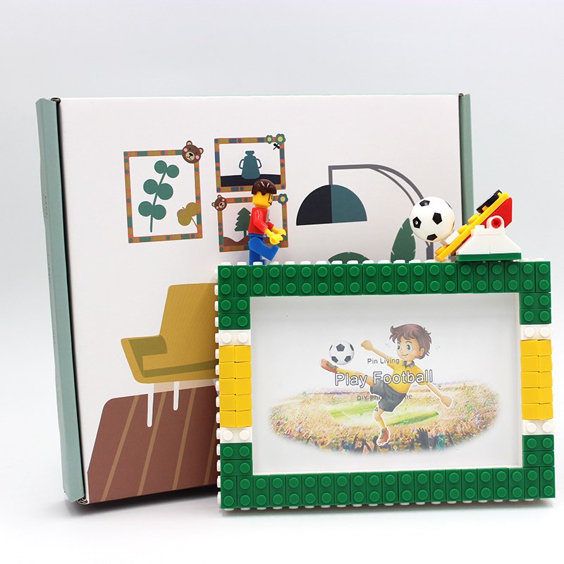 拼忆绿茵足球场DIY儿童手工制作相框摆台宝宝创意活动礼品纪念相