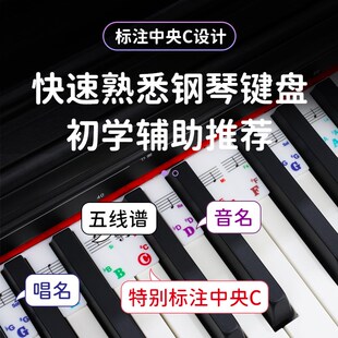 钢琴键盘贴纸琴键贴音标条五线谱电子琴电钢琴88键初学儿童简谱